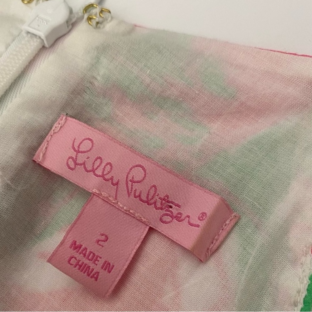 Lilly Pulitzer || Annabelle Tank Top in Hotty Pink + Green 2 - Picture 4 of 8
